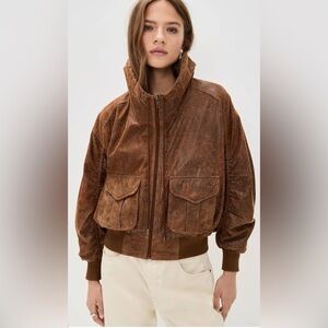 R13 - LEATHER SHIRRED OVERSIZED BOMBER